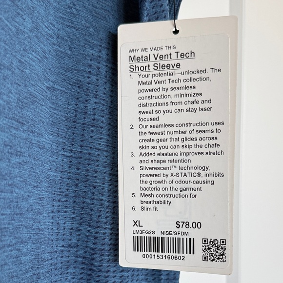 lululemon athletica Men's Metal Vent Tech Short Sleeve Blue Tee, NWT, XL - Picture 2 of 9
